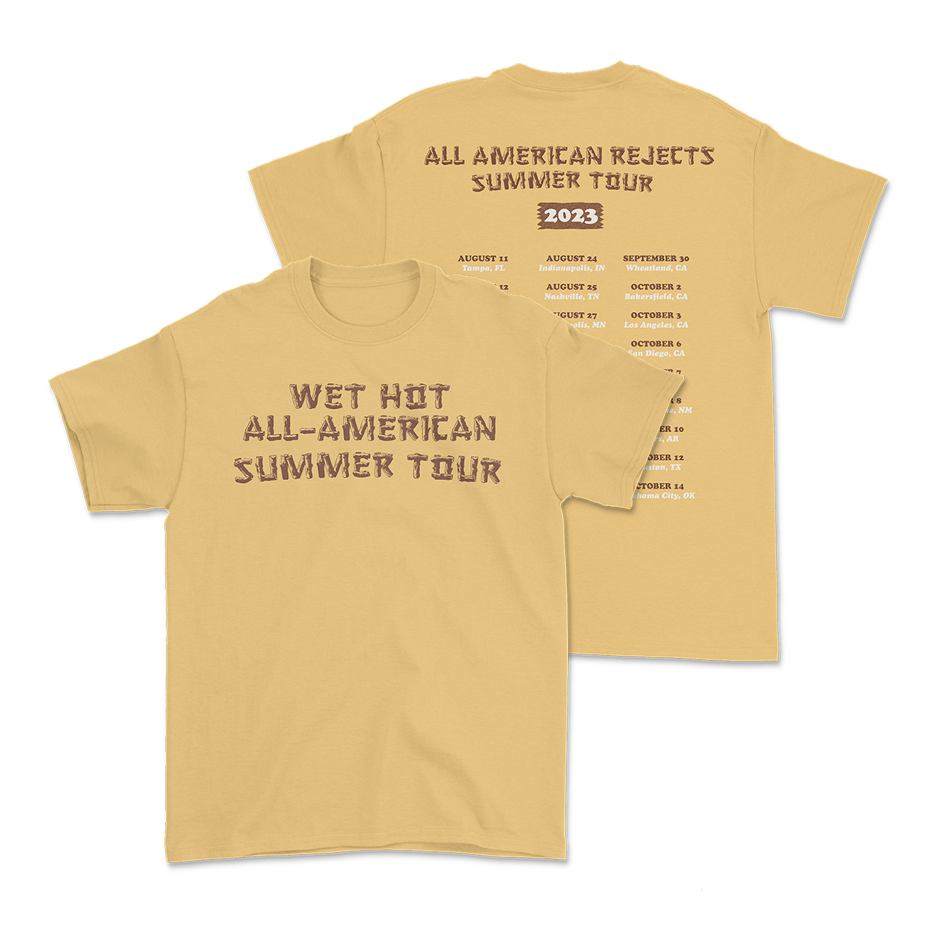 All American Rejects Wet Hot All-American Summer Tour Tee front and back