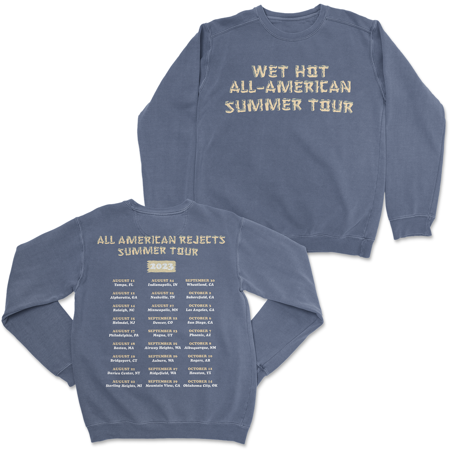 Wet Hot All-American Summer Tour Crewneck blue front and back